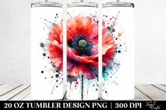 Splash Poppy Watercolor | 20 Oz Tumbler Product Image 2