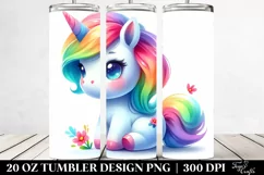 Vibrant Baby Unicorn Drawing | 20 oz Tumbler Product Image 2
