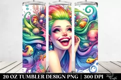 Smiling Mermaid Drawing | 20 oz Tumbler Product Image 2