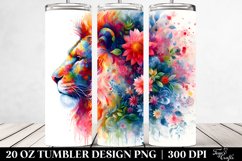Abstract Vibrant Lion with Flower Design. 20 Oz Tumbler Product Image 2