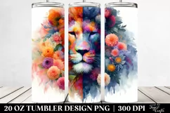 Abstract Vibrant Lion with Flower Design. 20 Oz Tumbler Product Image 2