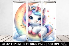 20 Oz Tumbler Sublimation | Cute Baby Unicorn Watercolor Product Image 2