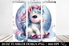20 Oz Tumbler Sublimation | Cute Baby Unicorn Watercolor Product Image 2