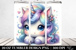 20 Oz Tumbler Sublimation | Cute Baby Unicorn Watercolor Product Image 2