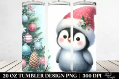 Cute Baby Penguin with Christmas Tree Clipart Product Image 2