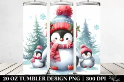 Cute Baby Penguin with Christmas Tree Clipart, Transparent Product Image 2