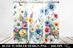 Colorful Wild Flowers Watercolor Material | 20 Oz Tumbler Product Image 2
