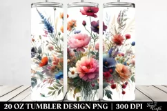 Colorful Wild Flowers Watercolor Material | 20 Oz Tumbler Product Image 2