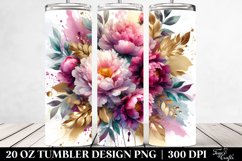 Colorful Abstract Vibrant Bouquet Gold Foil Peonies | 20 Oz Product Image 2