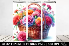 20 Oz Tumbler Sublimation | Colorful Watercolor Basket with Product Image 2