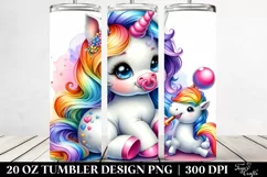 Playing Baby Unicorn Drawing | 20 oz Tumbler Product Image 2