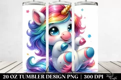 Playing Baby Unicorn Drawing | 20 oz Tumbler Product Image 2
