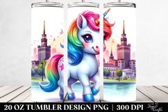 Colorful Baby Unicorn with Warsaw Park. 20 Oz Tumbler Design Product Image 2