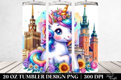 Colorful Baby Unicorn with Warsaw Park. 20 Oz Tumbler Design Product Image 2