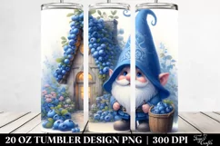 Gnome Blue Hat House Digital Painting Pastel | 20 Oz Tumbler Product Image 2