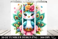 Cute Cartoon-Style Peacock 20 Oz Tumbler Product Image 2