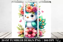 Cute Cartoon-Style Peacock 20 Oz Tumbler Product Image 2
