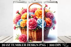 20 Oz Tumbler Sublimation | Colorful Watercolor Basket with Product Image 2