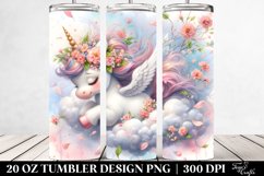 Baby Unicorn Tumbling with Spring Petals | 20 oz Tumbler Product Image 2