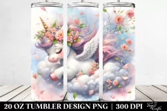 Baby Unicorn Tumbling with Spring Petals | 20 oz Tumbler Product Image 2