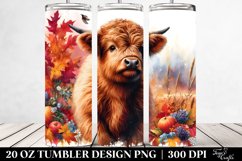 Abstract Watercolor Highland Cow. 20 oz Tumbler Design Product Image 2