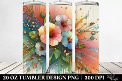 Colorful Abstract Wooden Stained Nasturtium | 20 Oz Tumbler Product Image 2