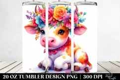 Cute Cartoon-Style Cow 20 Oz Tumbler Product Image 2