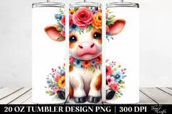Cute Cartoon-Style Cow 20 Oz Tumbler Product Image 2