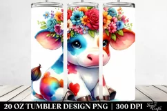 Cute Cartoon-Style Cow 20 Oz Tumbler Product Image 2