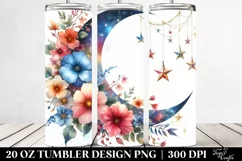 Vibrant Flowers, Half Moon Stars | 20 oz Tumbler Product Image 2