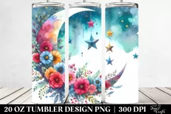 Vibrant Flowers, Half Moon Stars | 20 oz Tumbler Product Image 2