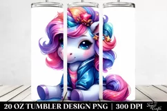 Cute Unicorn Sitting 20 Oz Tumbler Product Image 2