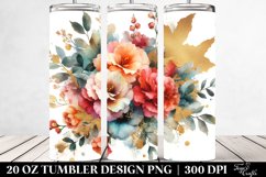 Colorful Watercolor Bouquet Gold Foil Begonia | 20 Oz Product Image 2
