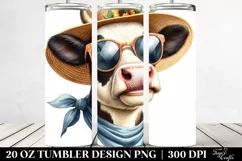 Smiling Cow Portrait with Sun Hat and Sunglasses | 20 oz Product Image 2