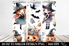 Watercolor Funny Witch, Transparent 20 Oz Tumbler Product Image 2