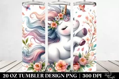 Digital Painting Pastel Baby Unicorn Tumbling Spring Petals Product Image 2