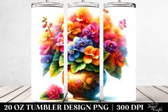 20 Oz Tumbler Sublimation | Colorful Watercolor Vase with Product Image 2