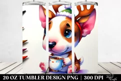 Watercolor Bull Terrier with Reindeer Horns, Transparent 20 Product Image 2