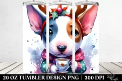 Watercolor Bull Terrier with Reindeer Horns, Transparent 20 Product Image 2