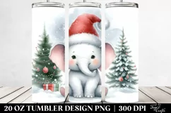 Cute Baby Elephant with Christmas Tree, Clipart 20 Oz Product Image 2