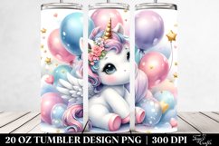 Watercolor Baby Unicorn Baloons | 20 oz Tumbler Product Image 2