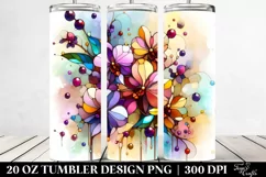 20 Oz Tumbler Sublimation | Colorful Stained Orchid Product Image 2