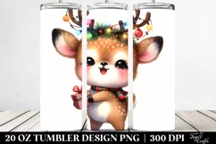 Watercolor Deer with Christmas Lights, Transparent 20 Oz Product Image 2
