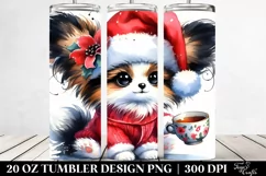 Watercolor Papillon with Santa Hat, Transparent 20 Oz Product Image 2