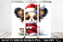 Watercolor Papillon with Santa Hat, Transparent 20 Oz Product Image 2