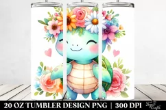 Cartoon-Style Turtle Flower Tumbler Product Image 2