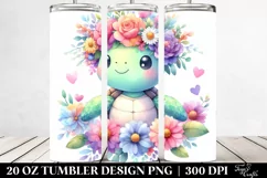 Cartoon-Style Turtle Flower Tumbler Product Image 2