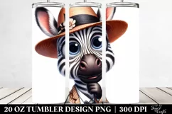 Watercolor Zebra Big Eyes Caricature Hat | 20 oz Tumbler Product Image 2