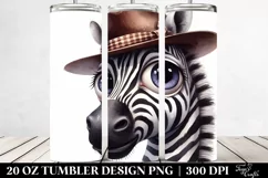 Watercolor Zebra Big Eyes Caricature Hat | 20 oz Tumbler Product Image 2