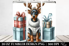 Watercolor Doberman Pinscher with Reindeer Horns, Product Image 2